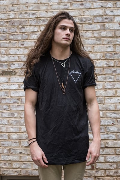 Image of Black Embroidered T-Shirt