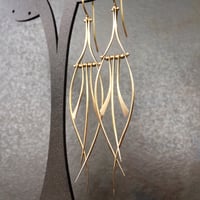 Image 1 of Calligraphy Leaf Earring Silver or Gold Filled