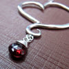 Aphrodite Heart Necklace with Garnet, Sterling Silver