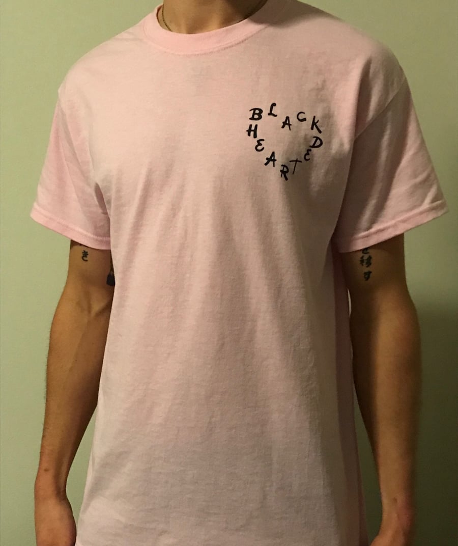 Image of Light Pink Black Hearted Shirt