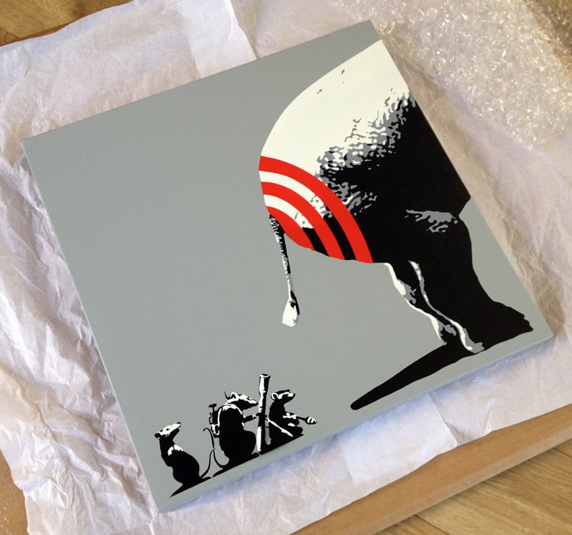 Image of "BUTT HURT" GRAY (2014) ORIGINAL STENCIL ON CANVAS