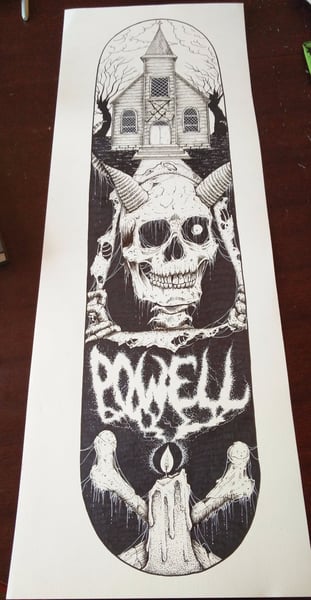Image of 'Powell' Full size skateboard illustration