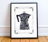 'Coffee makes my wheels go round' print A4 - by Peter Swain