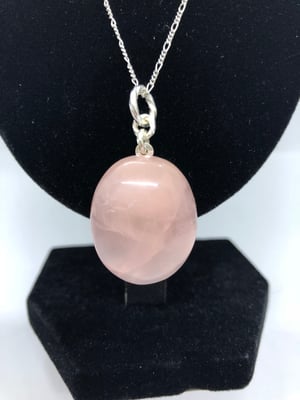 Image of Rose Quartz Pendant & 20 inch 925 Sterling Silver Chain