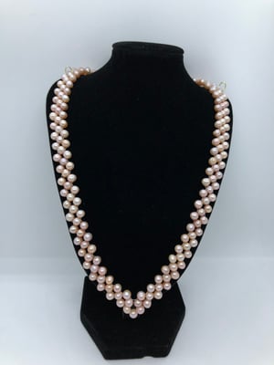Image of Champagne Freshwater Cultured Pearl V Shaped Necklace