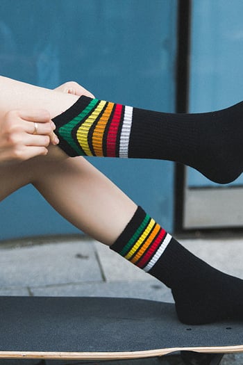 Image of DARK RAINBOW STRIPED SOCKS