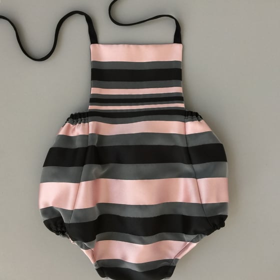 Image of Size 2 years - Black and Pink Stripe Romper