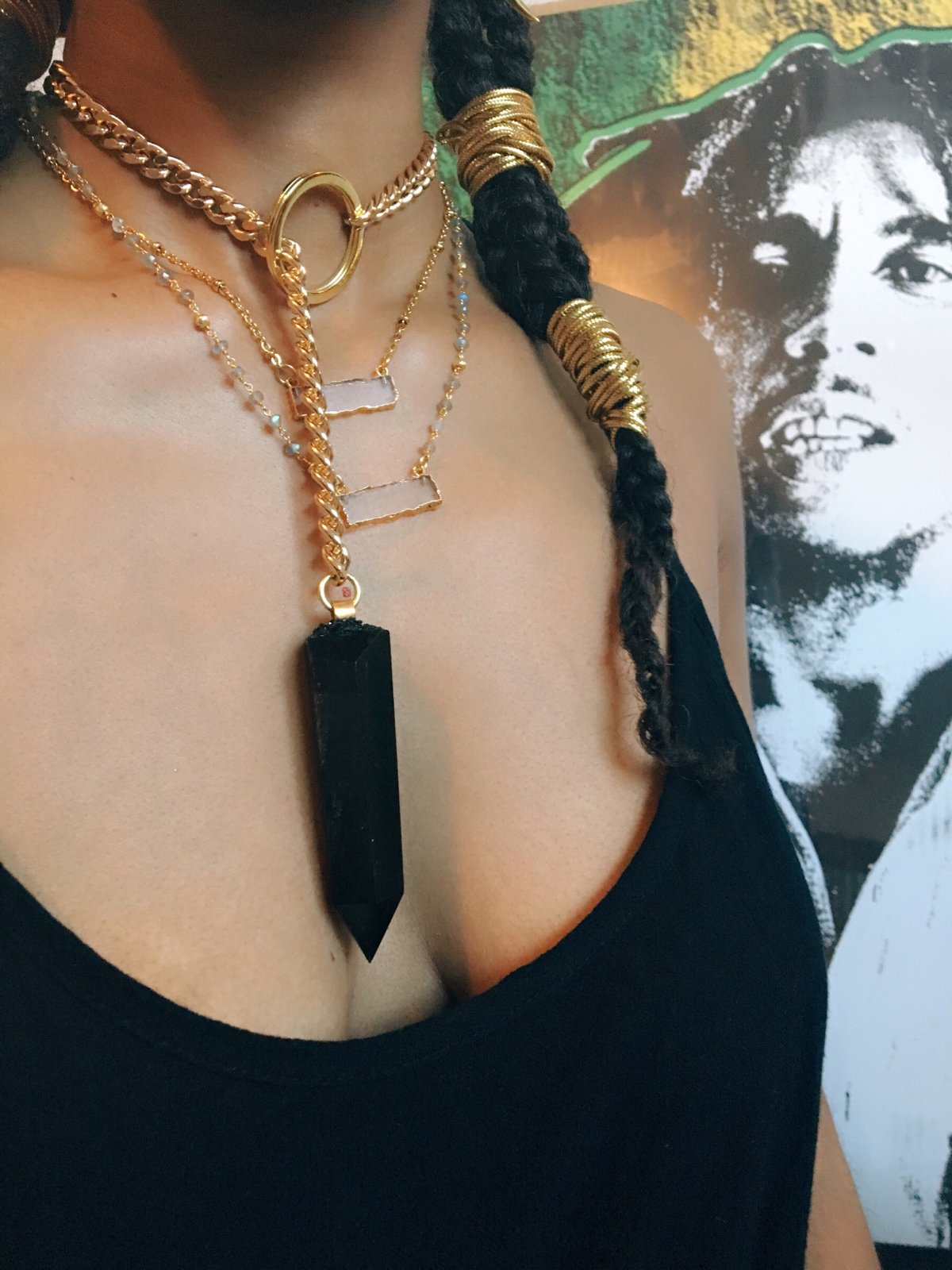 Image of BLACK ROSES II • THIN • Obsidian Lariat