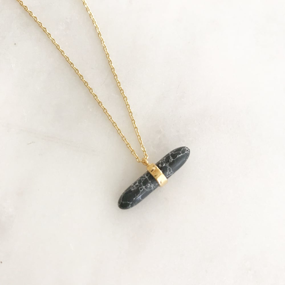Image of Skinny black marble necklace
