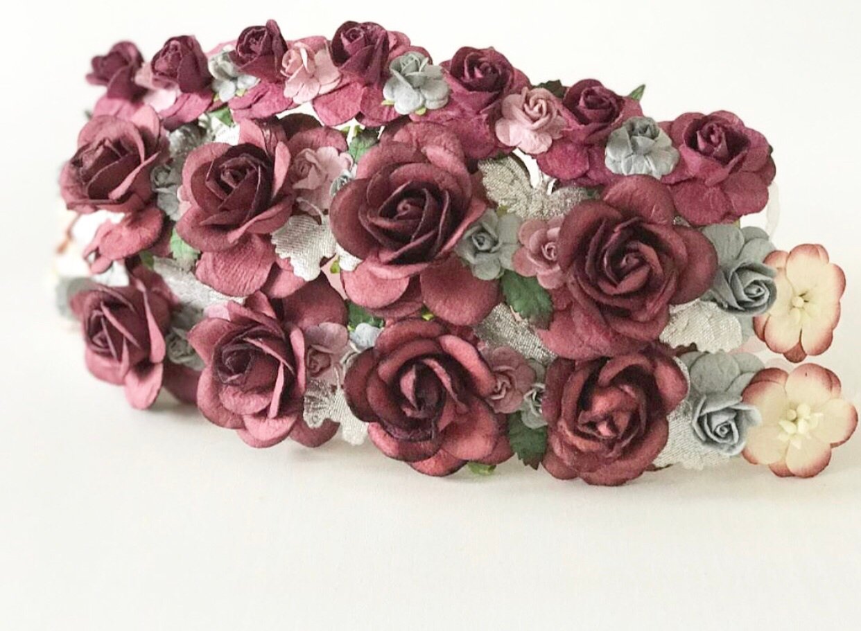 Image of WINE/BURGUNDY BASED HEADBANDS