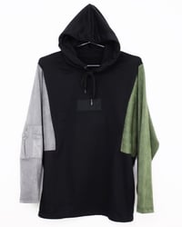 Image 1 of DROP SHOULDER PULLOVER HOODIE - MUSTARD / RED / BLACK