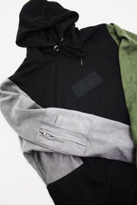 Image 4 of DROP SHOULDER PULLOVER HOODIE - MUSTARD / RED / BLACK