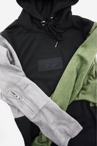Image 5 of DROP SHOULDER PULLOVER HOODIE - MUSTARD / RED / BLACK
