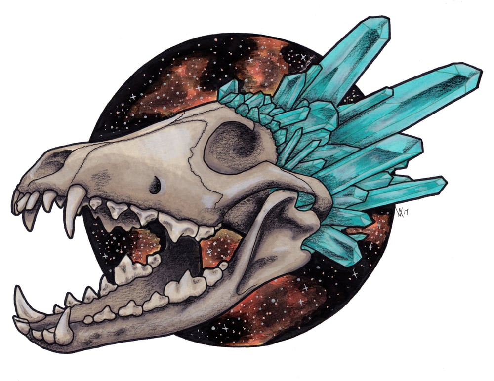 Image of Crystal Wolf Skull Print