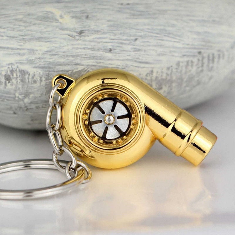 Image of Real Whistle Sound Metal Turbo Keychain Spinning Turbine Keychain (Gold)