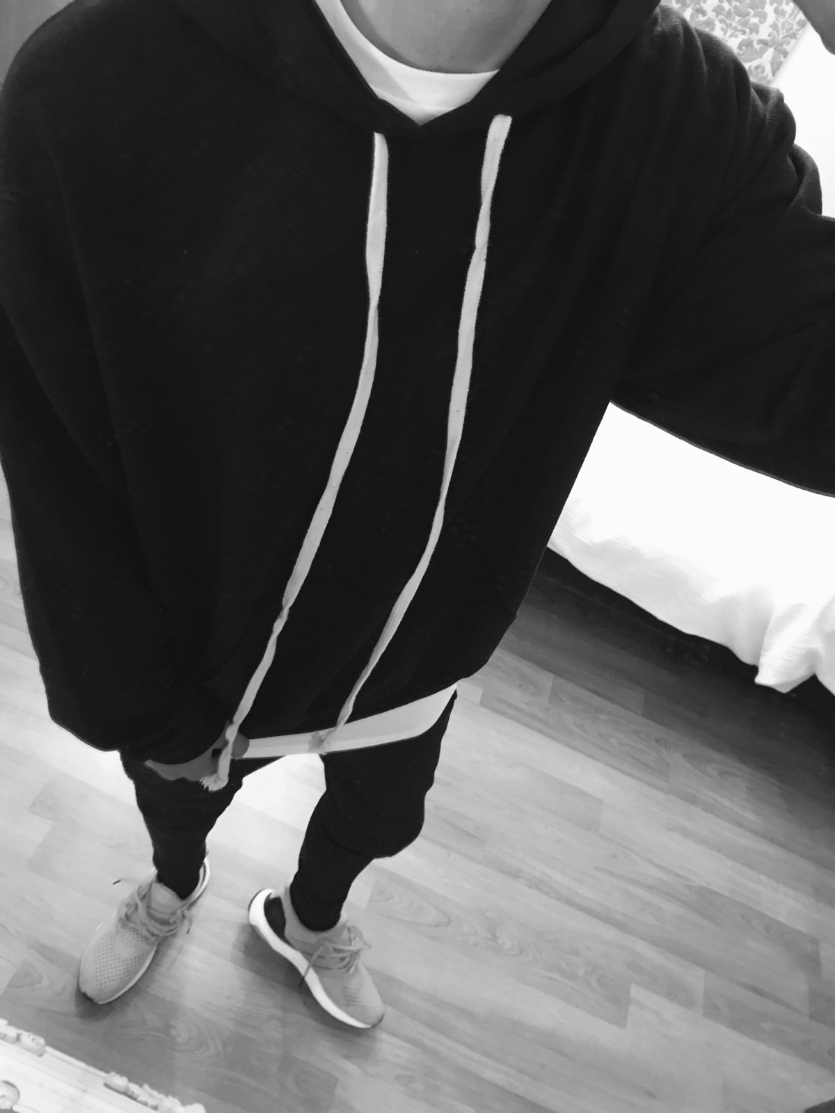 Image of Black Oversized Hoodie with Long Drawstrings