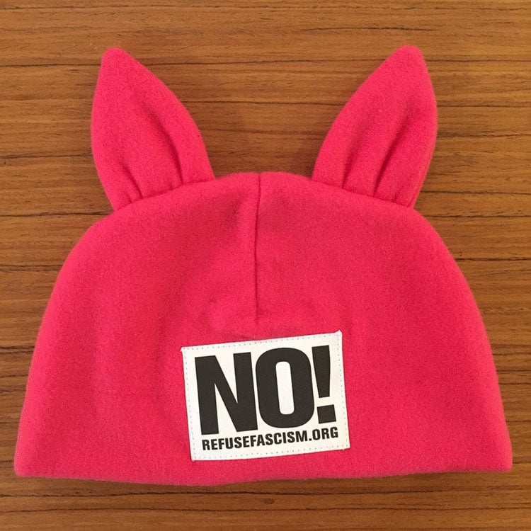 Image of Pink Fleece RefuseFascism.org Hat