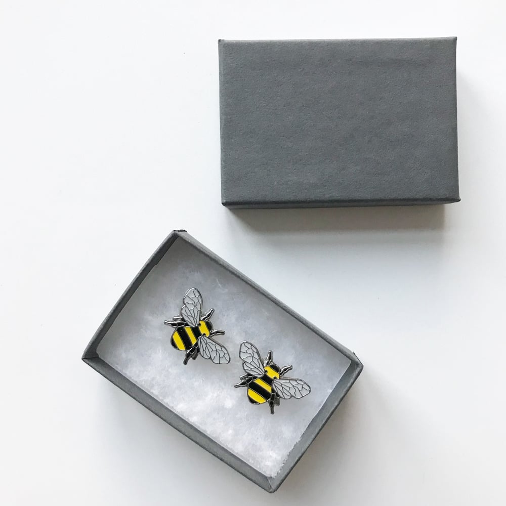 Image of Enamel Bee Manchester Bee Cufflink Set - Available in 4 colours