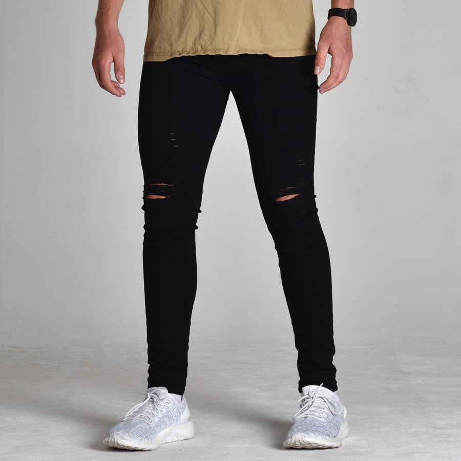 Image of Black distress jeans