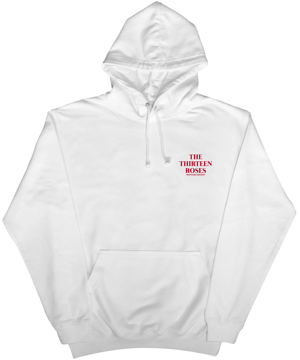 Image of "THE THIRTEEN ROSES" WHITE HOODIE