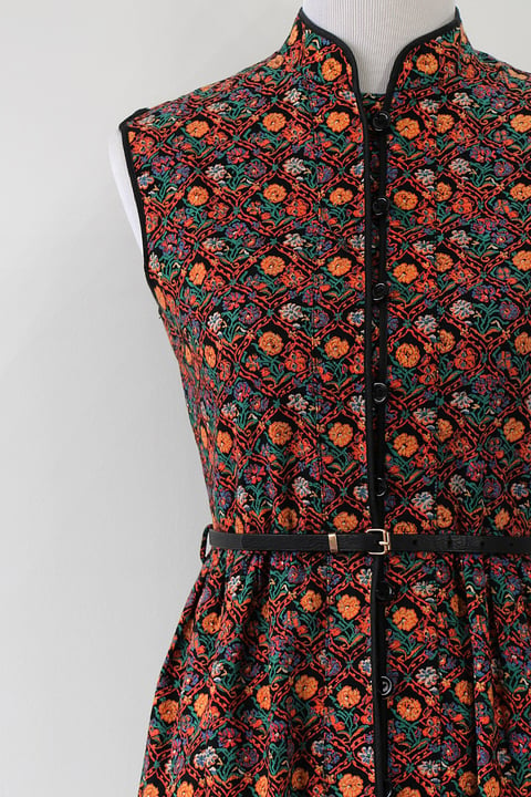 Image of SOLD Mandarin Collar Floral Tile Dress