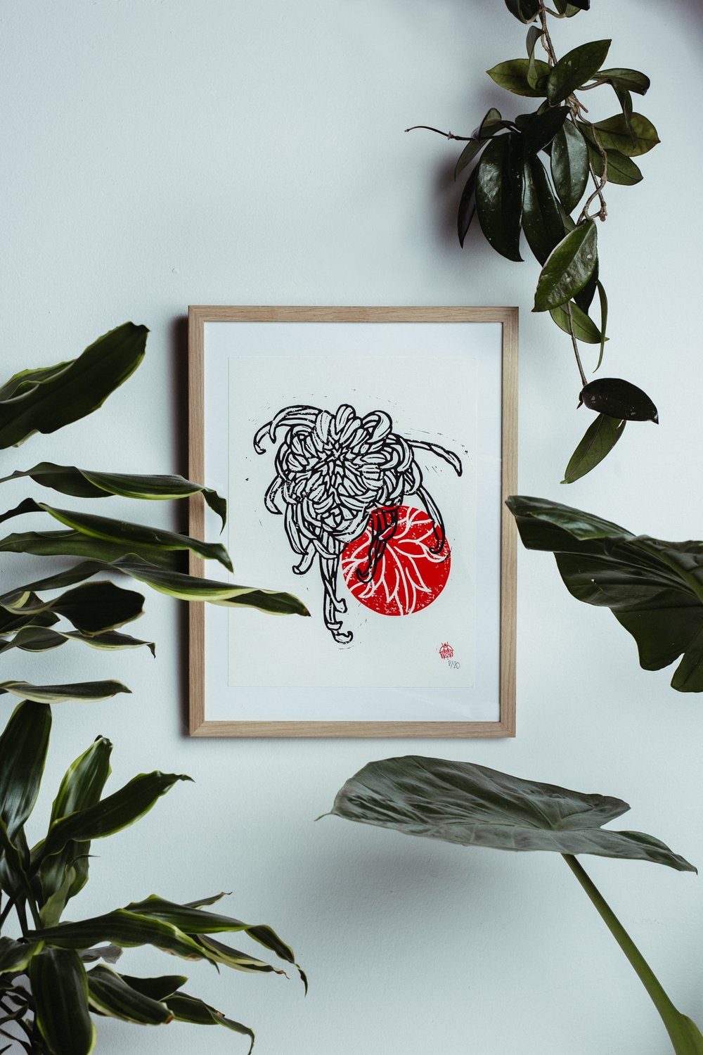 Image of Chrysanthemum Print Red