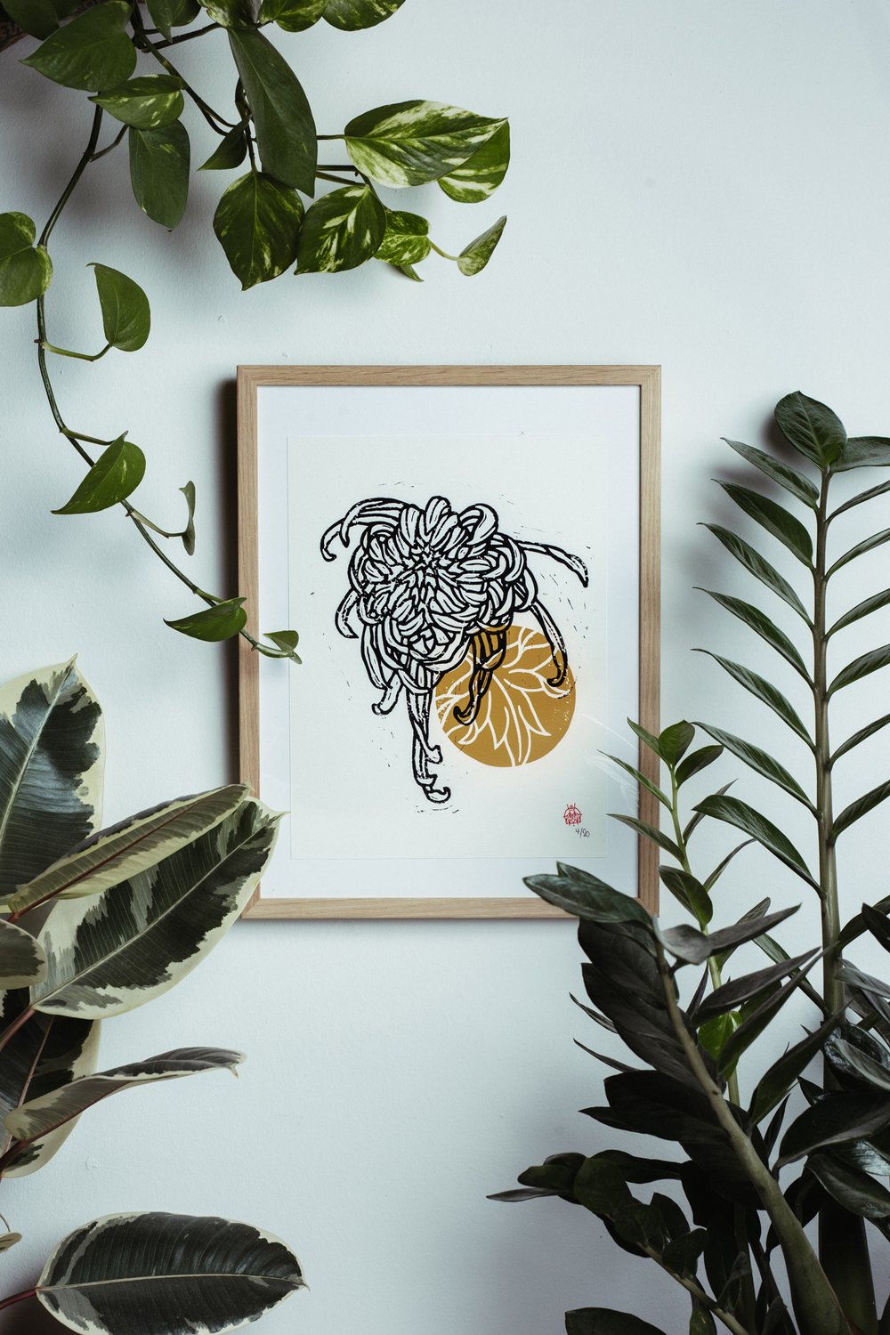 Image of Chrysanthemum Print Ocher