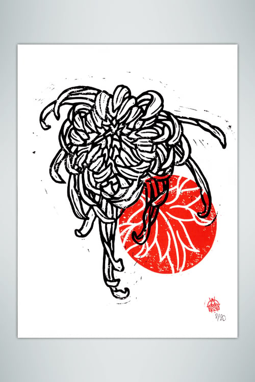 Image of Chrysanthemum Print Red