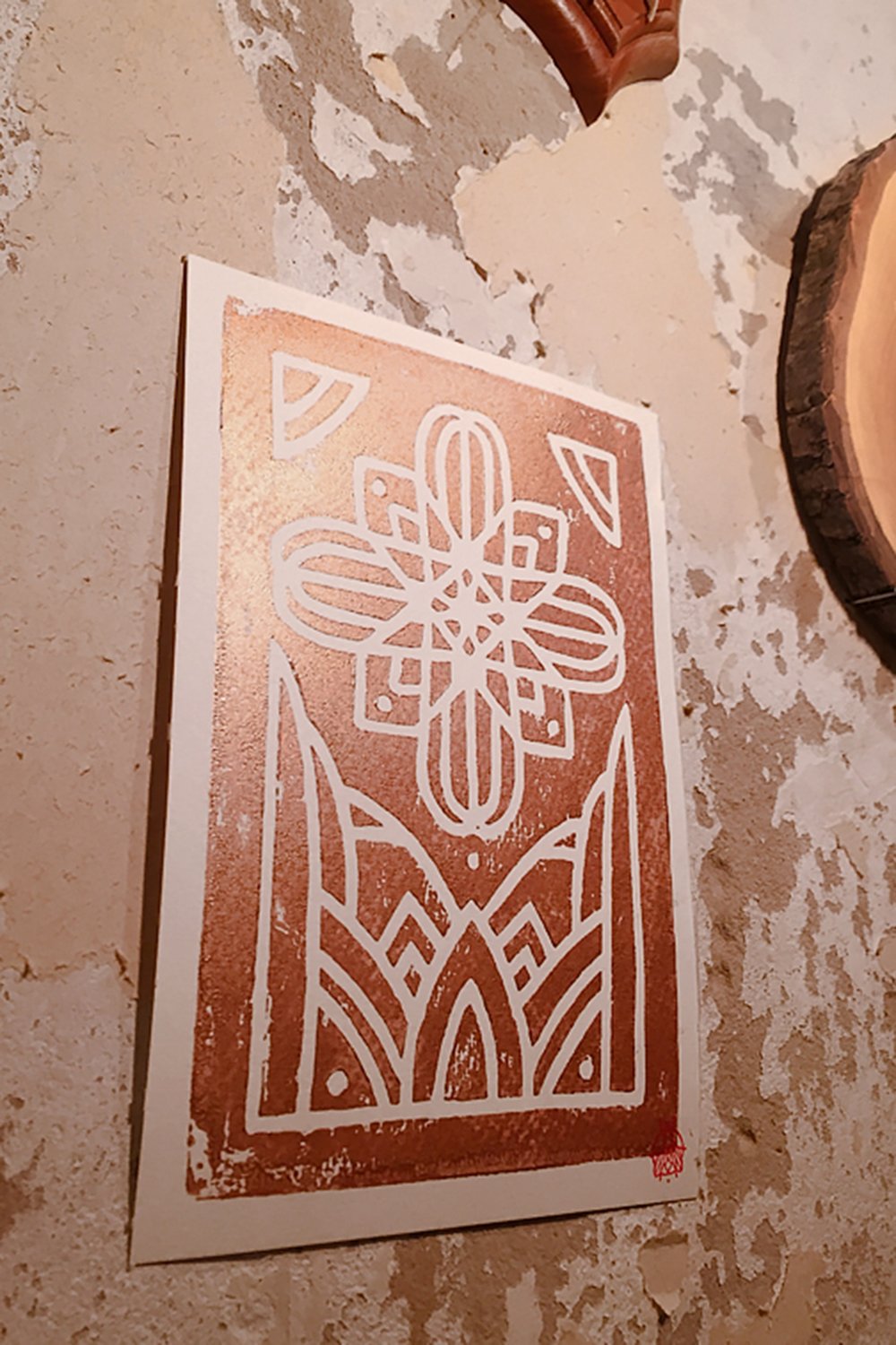 Image of Lino Print Mandala / copper