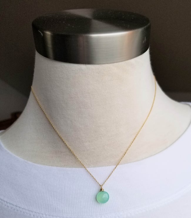 Simple Aqua Chalcedony Necklace