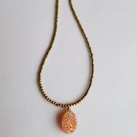 Image 2 of Effervescent Orange Sherbet Druzy Necklace - Gold