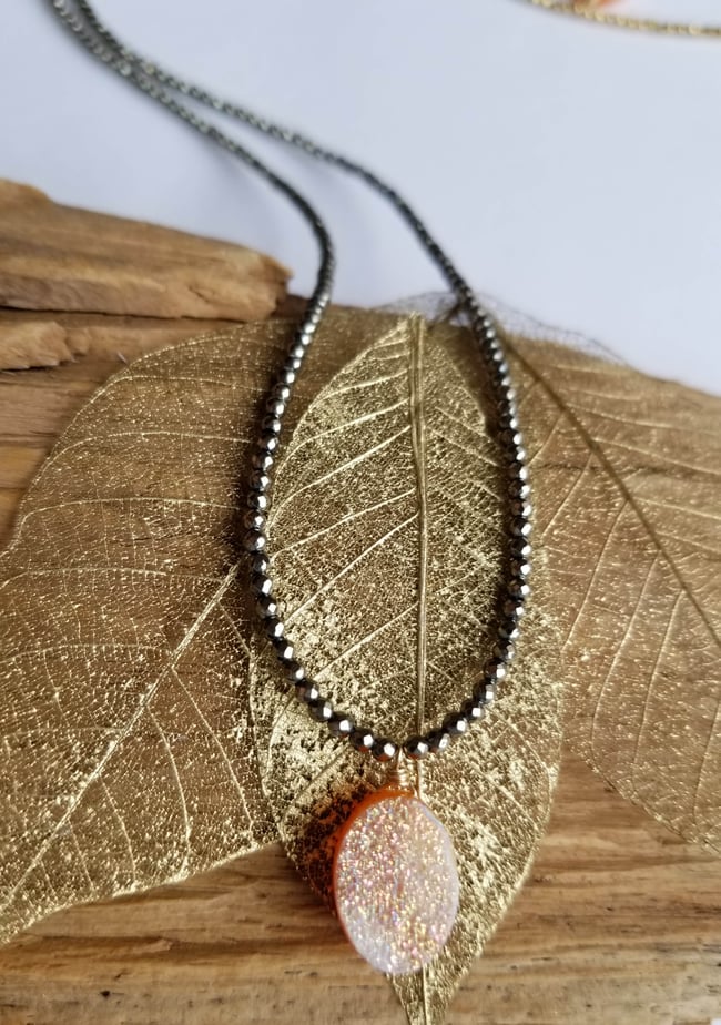 Effervescent Orange Sherbert Druzy - Silver