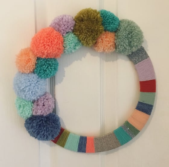 Image of Pom Pom Christmas Wreath (Half Covered)