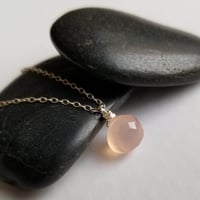 Image 4 of Simple Pink Chalcedony Necklace