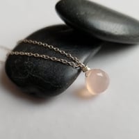 Image 2 of Simple Pink Chalcedony Necklace
