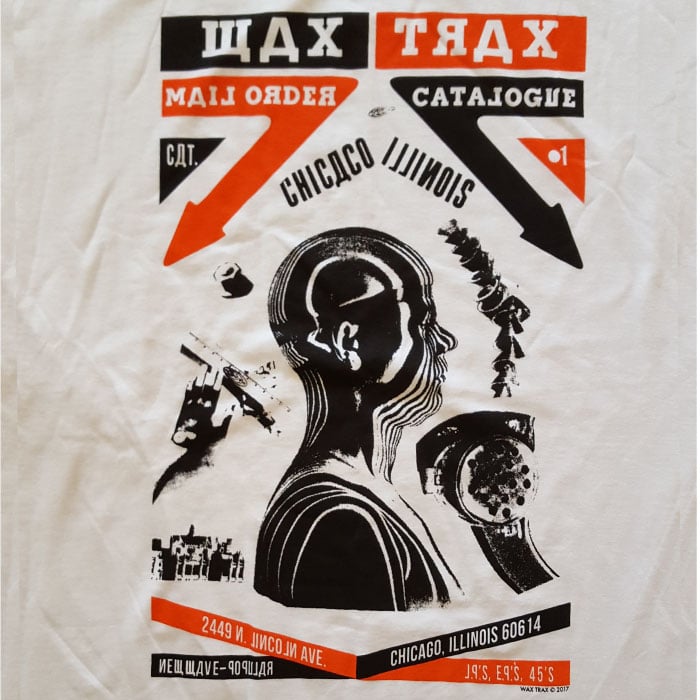 WAX TRAX! - T-Shirt / Vintage Soviet Catalog Art (White)