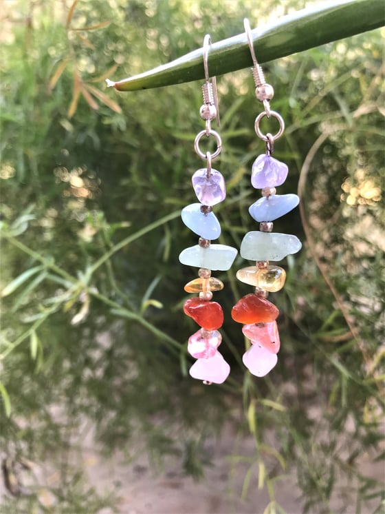 Image of Rainbow Chakra Dangle Earrings