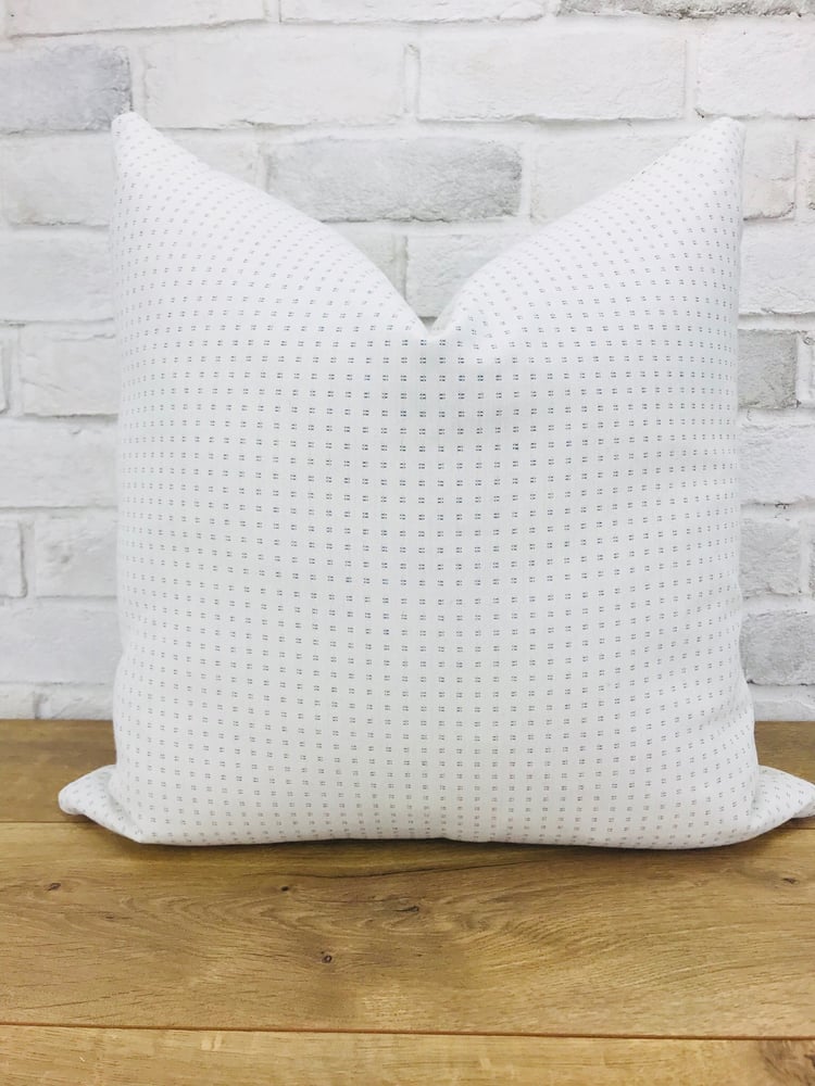 Image of White and blue square dot pillow cover