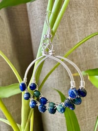 Image 2 of Lapis Lazuli (Silver) Hoop Earrings