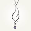 Phoenix Wing Necklace with Amethyst, Sterling Silver