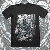 Image of 'Faravahar' T Shirt - Blue on Black
