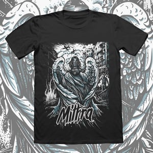 Image of 'Faravahar' T Shirt - Blue on Black