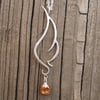 Phoenix Wing Necklace with Orange Topaz, Sterling Silver