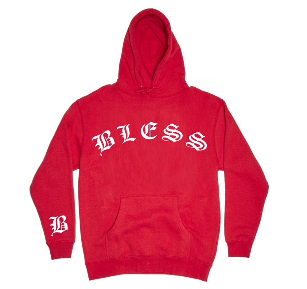 Image of Red "BLESS" Hoodie