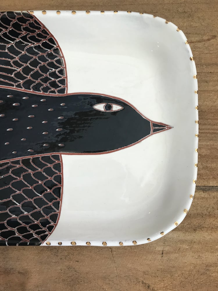 Image of Rectangle serving platter - single bird