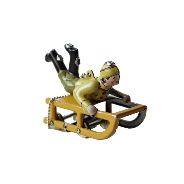 Image of Miniature Tin Toy Ornament - Sled Driver