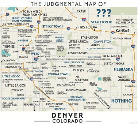 Image of Judgmental Map of Denver 2018 - 20"x24" w/ FREE SHIPPING