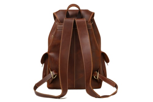 Image of Medium Size Handmade Leather Backpack College Backpack School Backpack 8891M