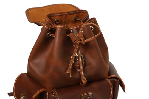Image of Medium Size Handmade Leather Backpack College Backpack School Backpack 8891M