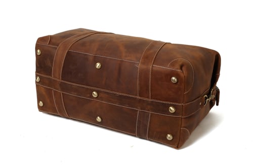 Image of Handcrafted Vintage Style Top Grain Calfskin Leather Travel Bag Duffle Bag Holdall Luggage DZ07